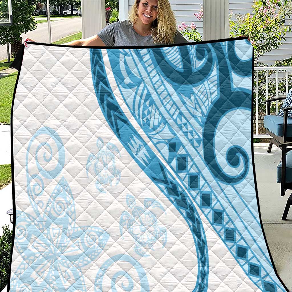 Blue Polynesian Tribal Turtle Floral Pattern Quilt LT05 Blue - Polynesian Pride