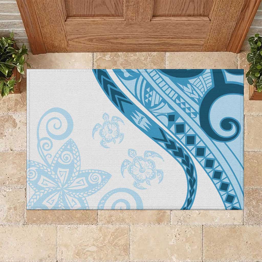 Blue Polynesian Tribal Turtle Floral Pattern Rubber Doormat LT05 Blue - Polynesian Pride