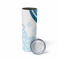 Blue Polynesian Tribal Turtle Floral Pattern Skinny Tumbler