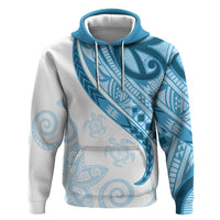 Blue Polynesian Tribal Turtle Floral Pattern Zip Hoodie