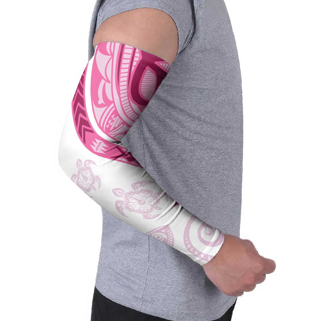 Rose Pink Polynesian Tribal Turtle Floral Pattern Arm Sleeves - Polynesian Pride
