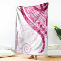Rose Pink Polynesian Tribal Turtle Floral Pattern Blanket