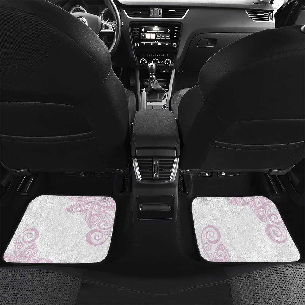 Rose Pink Polynesian Tribal Turtle Floral Pattern Car Mats