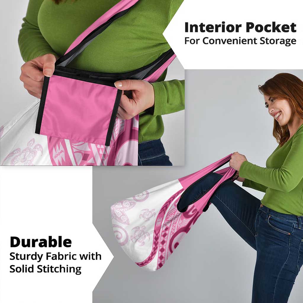 Rose Pink Polynesian Tribal Turtle Floral Pattern Grocery Bag