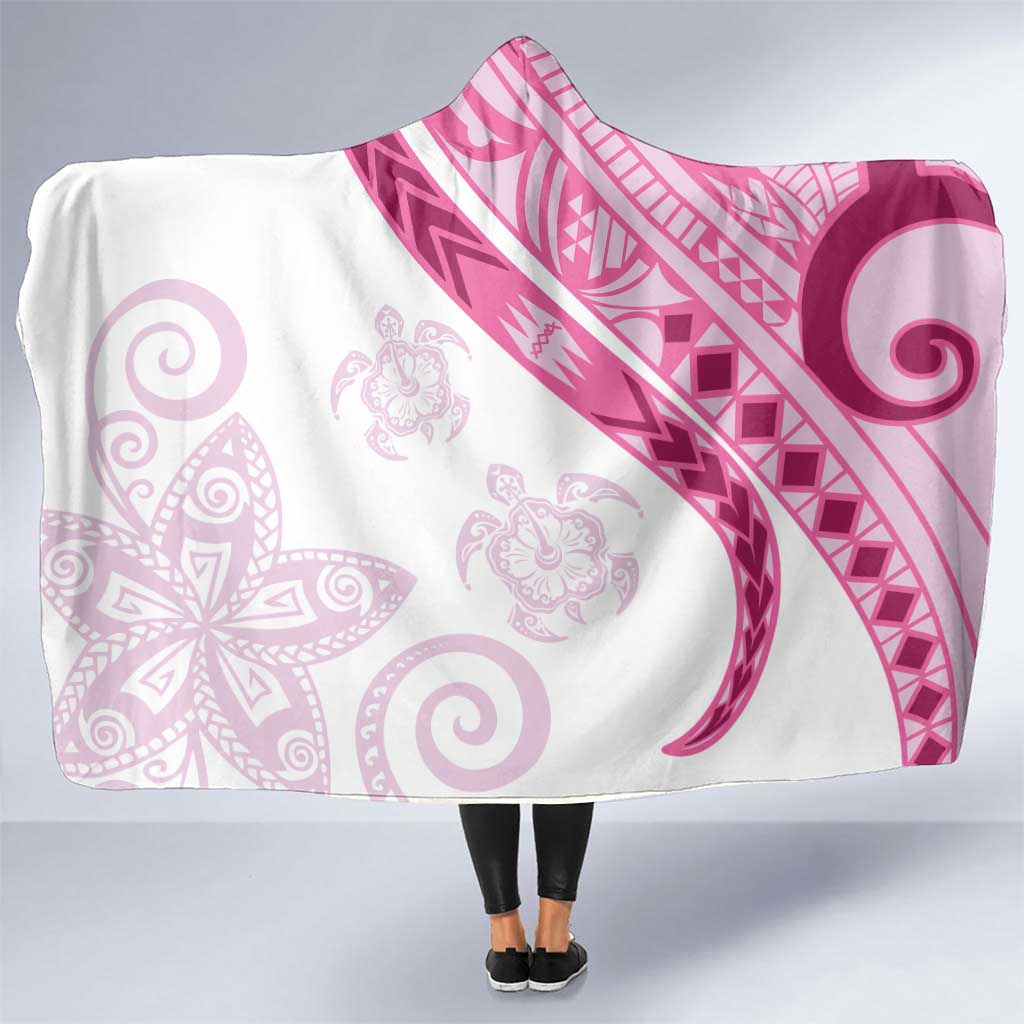 Rose Pink Polynesian Tribal Turtle Floral Pattern Hooded Blanket LT05 One Size Pink - Polynesian Pride
