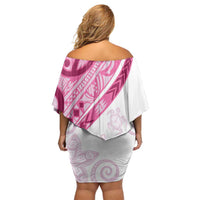Rose Pink Polynesian Tribal Turtle Floral Pattern Off Shoulder Short Dress LT05 - Polynesian Pride