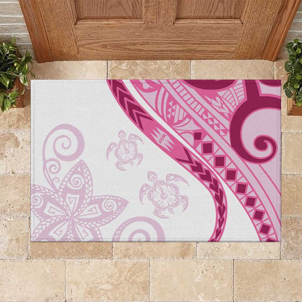 Rose Pink Polynesian Tribal Turtle Floral Pattern Rubber Doormat LT05 Pink - Polynesian Pride