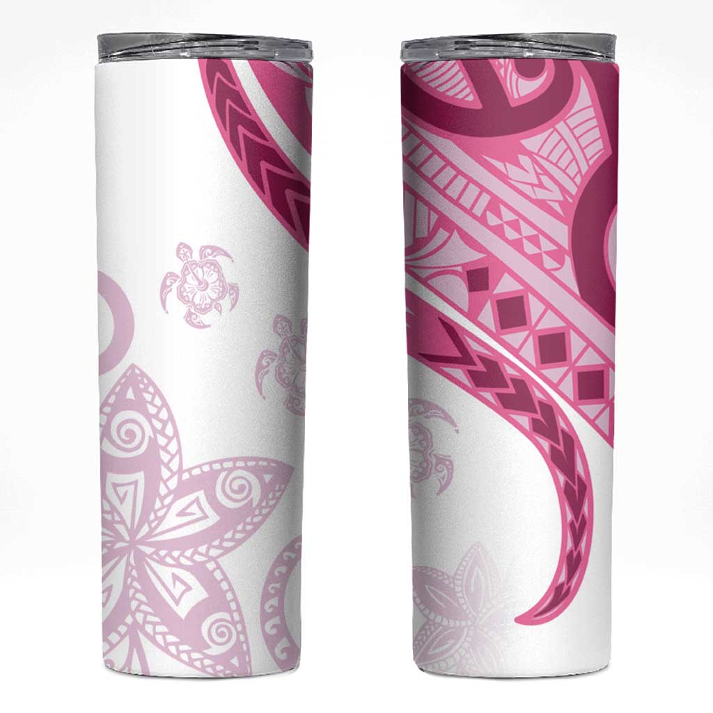 Rose Pink Polynesian Tribal Turtle Floral Pattern Skinny Tumbler