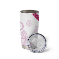 Rose Pink Polynesian Tribal Turtle Floral Pattern Tumbler Cup