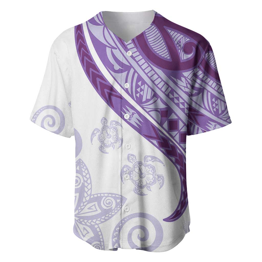Purple Polynesian Tribal Turtle Floral Pattern Baseball Jersey LT05 Purple - Polynesian Pride