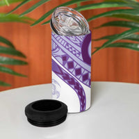 Purple Polynesian Tribal Turtle Floral Pattern 4 in 1 Can Cooler Tumbler