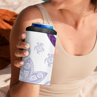 Purple Polynesian Tribal Turtle Floral Pattern 4 in 1 Can Cooler Tumbler