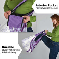 Purple Polynesian Tribal Turtle Floral Pattern Grocery Bag