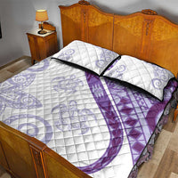 Purple Polynesian Tribal Turtle Floral Pattern Quilt Bed Set