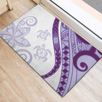 Purple Polynesian Tribal Turtle Floral Pattern Rubber Doormat