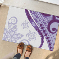 Purple Polynesian Tribal Turtle Floral Pattern Rubber Doormat