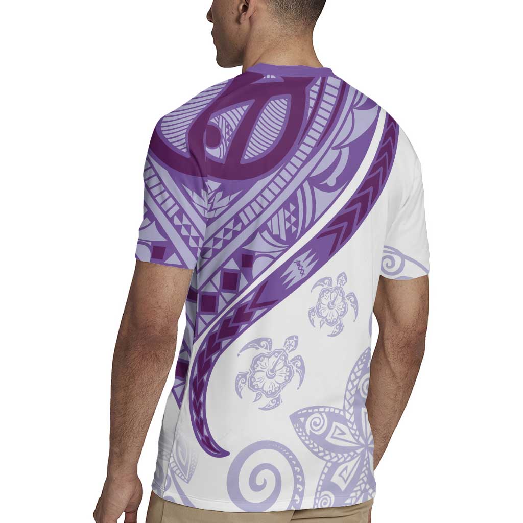 Purple Polynesian Tribal Turtle Floral Pattern Rugby Jersey