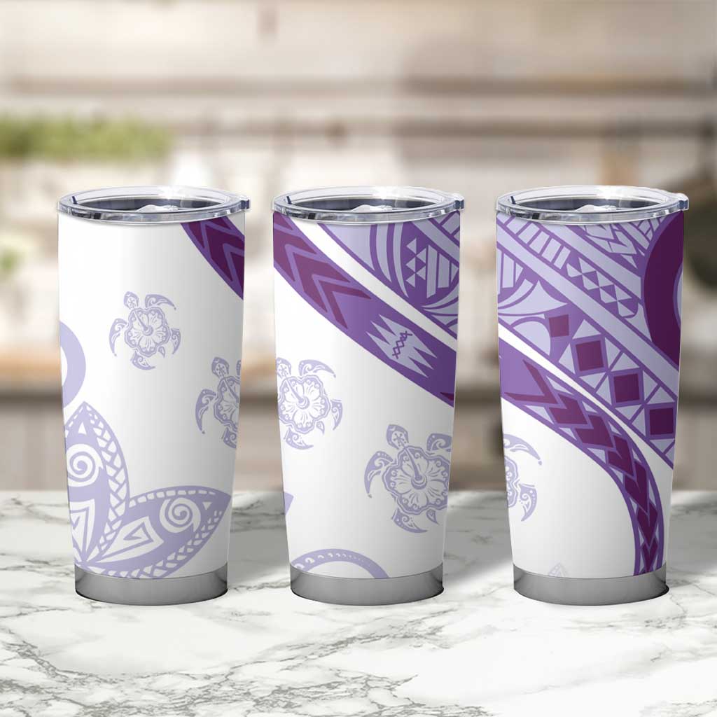 Purple Polynesian Tribal Turtle Floral Pattern Tumbler Cup