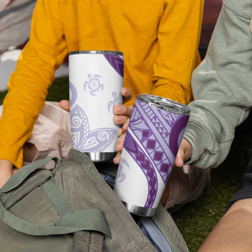 Purple Polynesian Tribal Turtle Floral Pattern Tumbler Cup