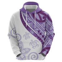 Purple Polynesian Tribal Turtle Floral Pattern Zip Hoodie