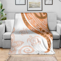 Orange Polynesian Tribal Turtle Floral Pattern Blanket
