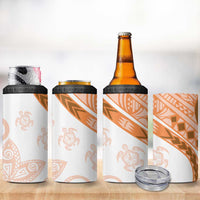 Orange Polynesian Tribal Turtle Floral Pattern 4 in 1 Can Cooler Tumbler