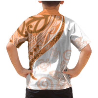 Orange Polynesian Tribal Turtle Floral Pattern Family Matching Mermaid Dress and Hawaiian Shirt