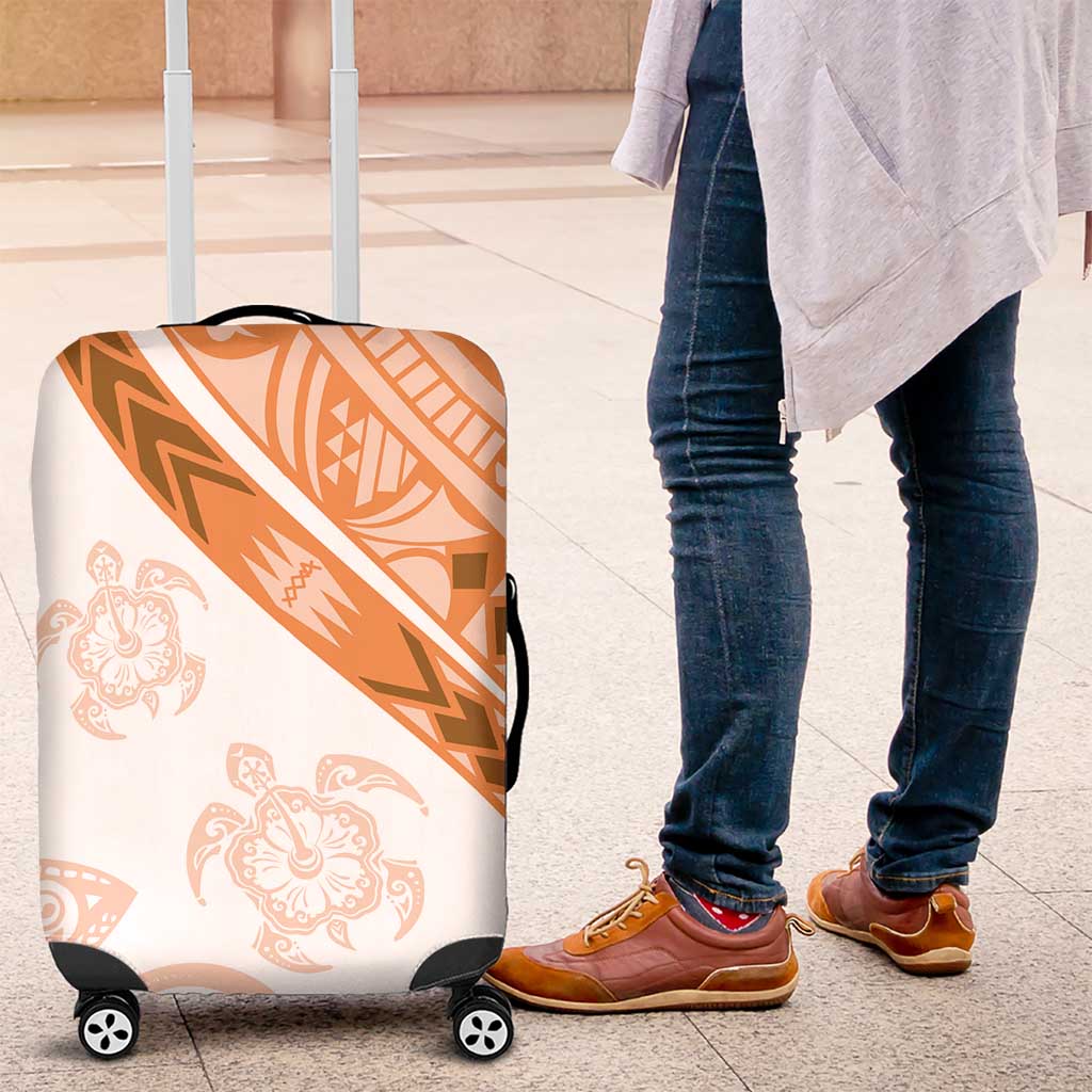 Orange Polynesian Tribal Turtle Floral Pattern Luggage Cover