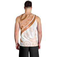 Orange Polynesian Tribal Turtle Floral Pattern Men Tank Top