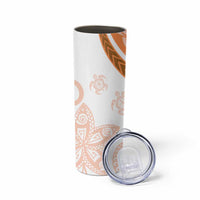 Orange Polynesian Tribal Turtle Floral Pattern Skinny Tumbler
