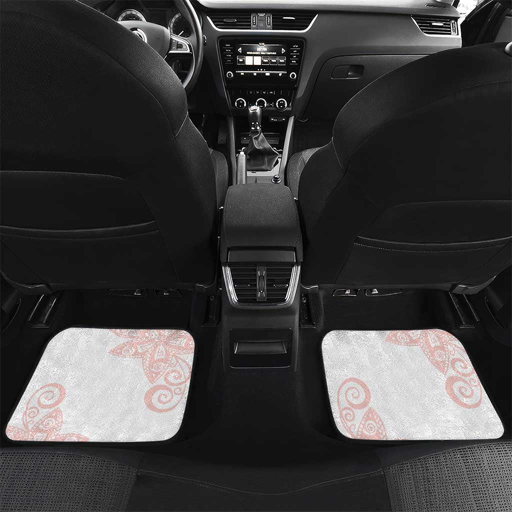 Coral Red Polynesian Tribal Turtle Floral Pattern Car Mats