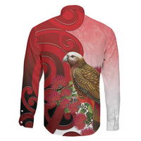New Zealand Parrot Kaka Family Matching Mermaid Dress and Hawaiian Shirt Maori Koru With Pohutukawa Flowers - Polynesian Pride