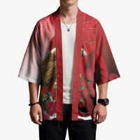 New Zealand Parrot Kaka Kimono Maori Koru With Pohutukawa Flowers - Polynesian Pride