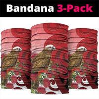 New Zealand Parrot Kaka Neck Gaiter Maori Koru With Pohutukawa Flowers LT05 package One Size: 25*50cm Red - Polynesian Pride