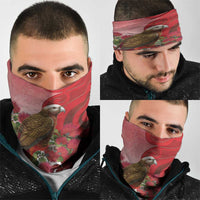 New Zealand Parrot Kaka Neck Gaiter Maori Koru With Pohutukawa Flowers LT05 - Polynesian Pride