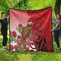New Zealand Parrot Kaka Quilt Maori Koru With Pohutukawa Flowers LT05 - Polynesian Pride