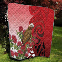 New Zealand Parrot Kaka Quilt Maori Koru With Pohutukawa Flowers LT05 - Polynesian Pride