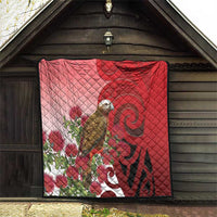 New Zealand Parrot Kaka Quilt Maori Koru With Pohutukawa Flowers LT05 - Polynesian Pride
