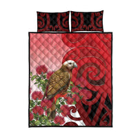 New Zealand Parrot Kaka Quilt Bed Set Maori Koru With Pohutukawa Flowers LT05 - Polynesian Pride