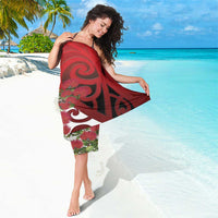 New Zealand Parrot Kaka Sarong Maori Koru With Pohutukawa Flowers LT05 - Polynesian Pride