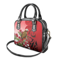 New Zealand Parrot Kaka Shoulder Handbag Maori Koru With Pohutukawa Flowers LT05 - Polynesian Pride