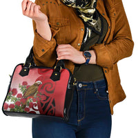 New Zealand Parrot Kaka Shoulder Handbag Maori Koru With Pohutukawa Flowers LT05 - Polynesian Pride