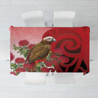 New Zealand Parrot Kaka Tablecloth Maori Koru With Pohutukawa Flowers - Polynesian Pride