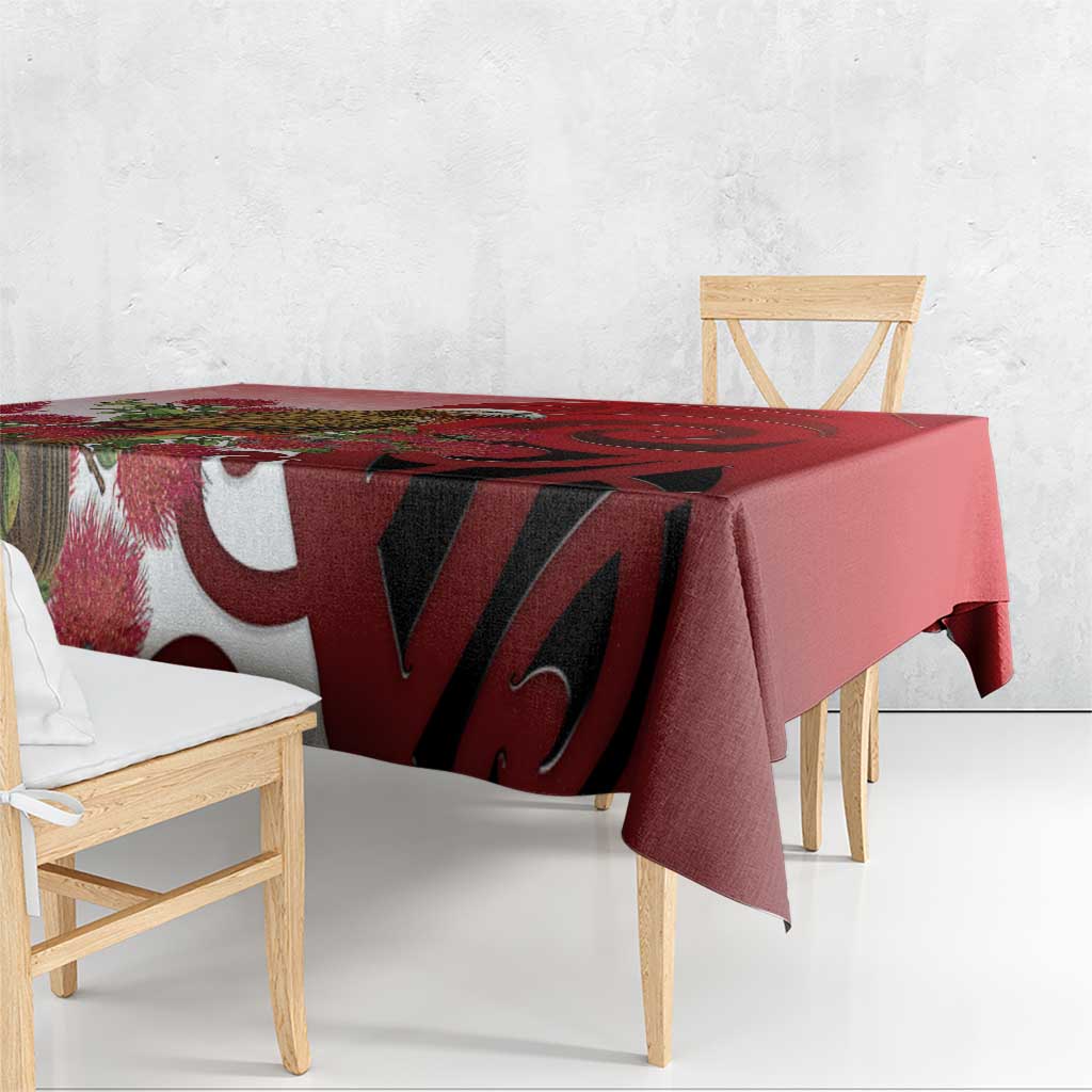 New Zealand Parrot Kaka Tablecloth Maori Koru With Pohutukawa Flowers - Polynesian Pride