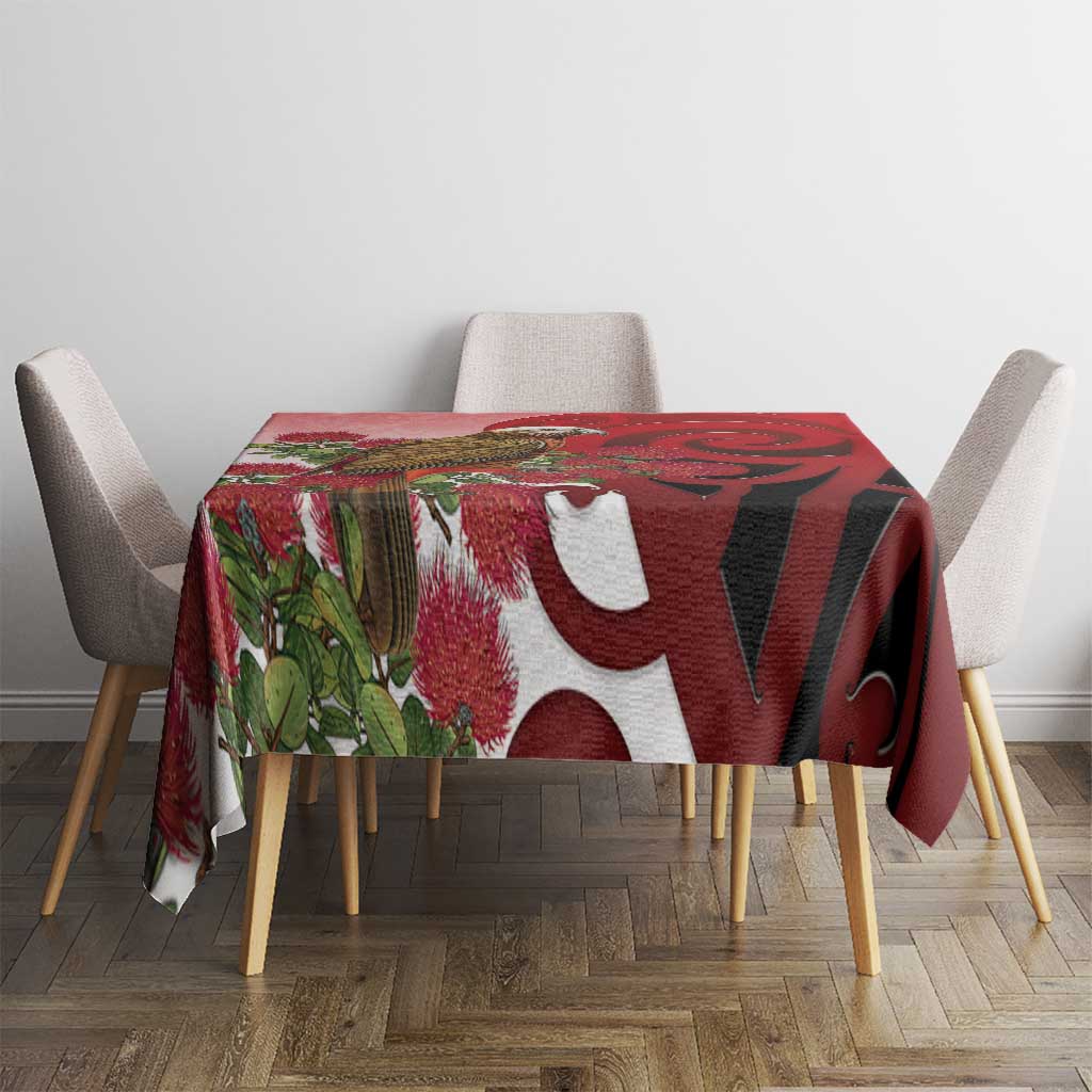 New Zealand Parrot Kaka Tablecloth Maori Koru With Pohutukawa Flowers - Polynesian Pride