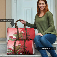 New Zealand Parrot Kaka Travel Bag Maori Koru With Pohutukawa Flowers - Polynesian Pride