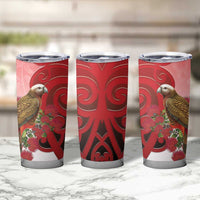 New Zealand Parrot Kaka Tumbler Cup Maori Koru With Pohutukawa Flowers - Polynesian Pride