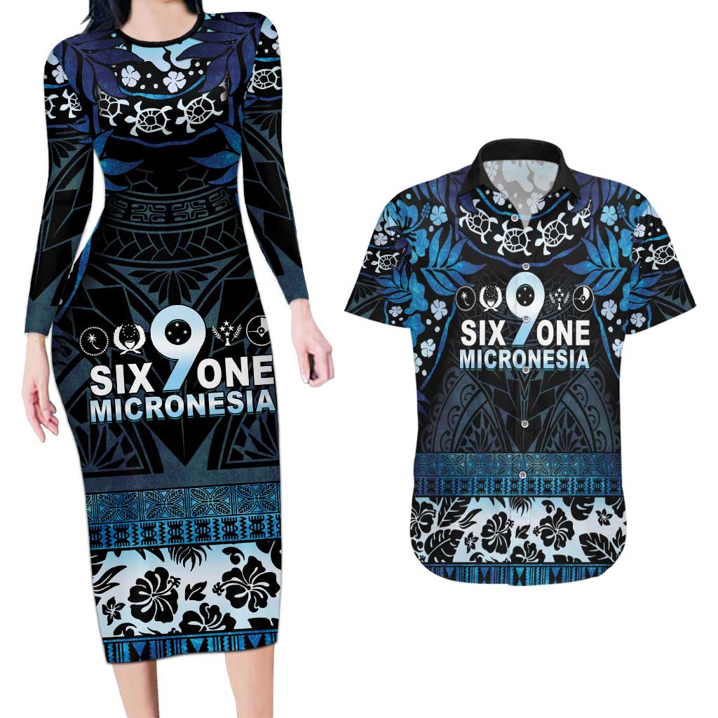 Micronesia FSM 691 Couples Matching Long Sleeve Bodycon Dress and Hawaiian Shirt Respect Culture