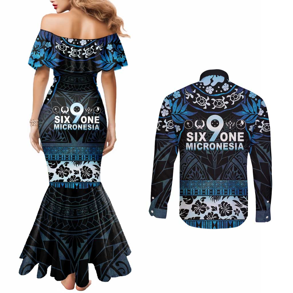 Micronesia FSM 691 Couples Matching Mermaid Dress and Long Sleeve Button Shirt Respect Culture