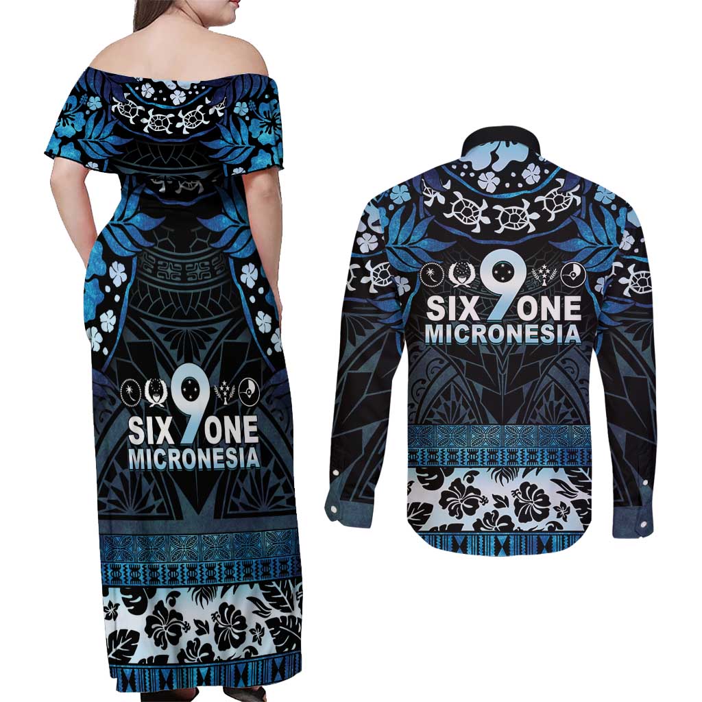 Micronesia FSM 691 Couples Matching Off Shoulder Maxi Dress and Long Sleeve Button Shirt Respect Culture